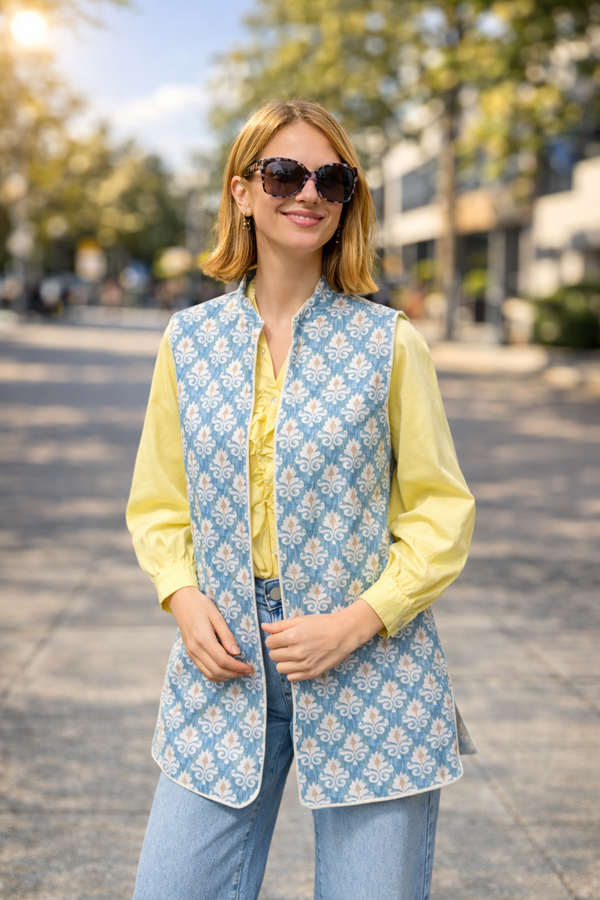 Chaleco Ginebra Reversible Azul y Mostaza