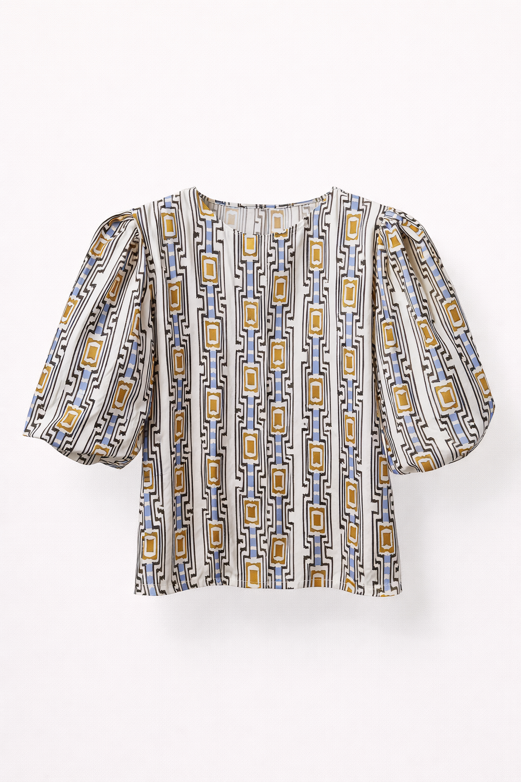 Camisa Geométrica Marrón y Azul