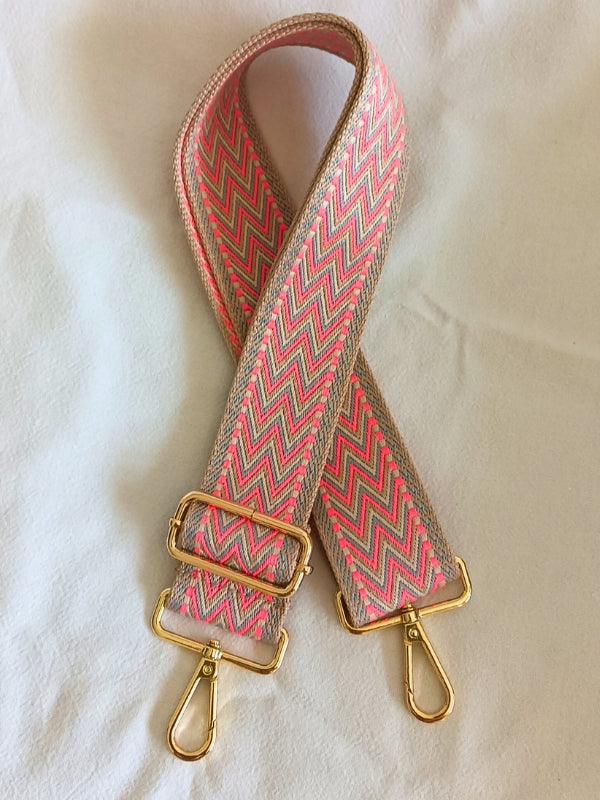Correa Zigzag Rosa Fluor y Gris