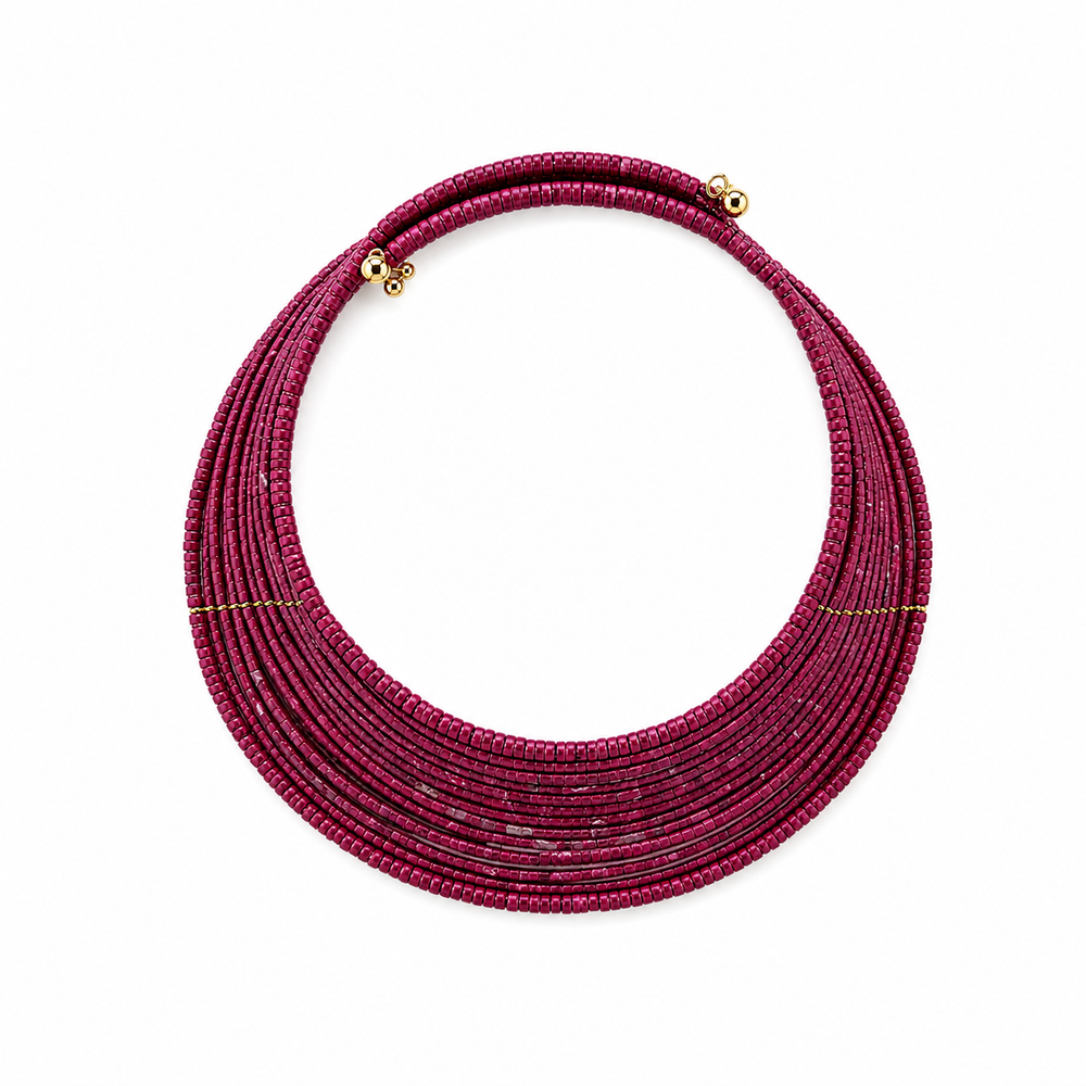Choker Abalorios Burdeos