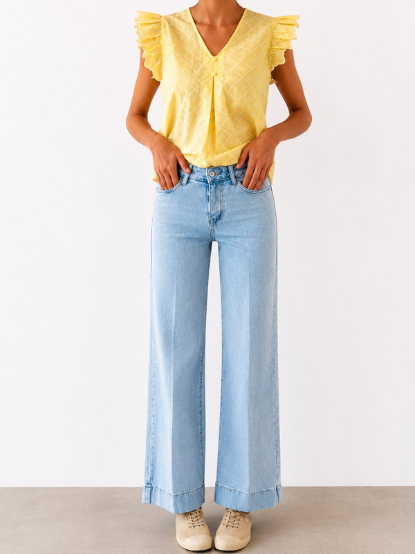 Pantalón Cropped Vaquero Claro