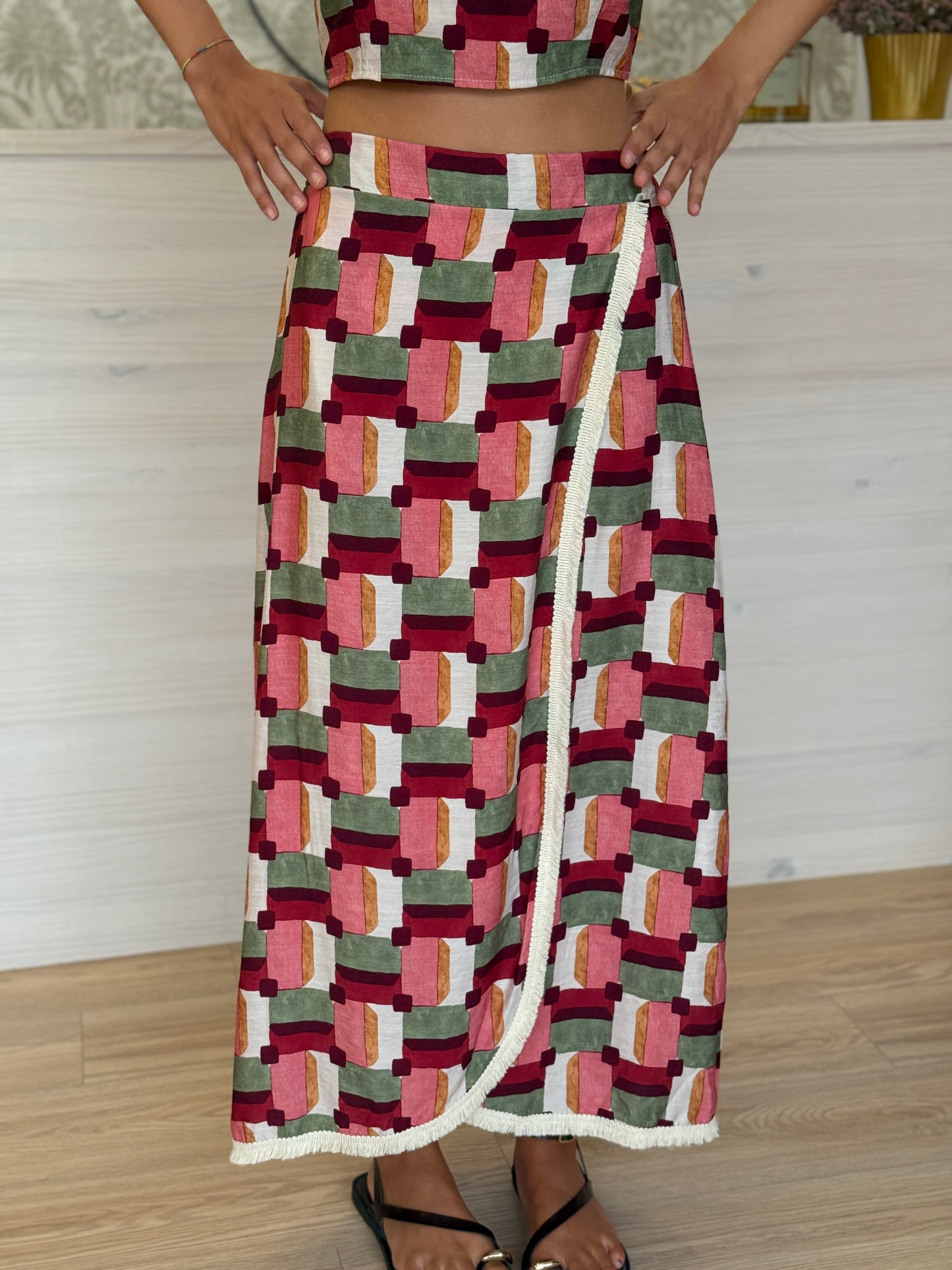 Total Look Flecos Estampado Granate