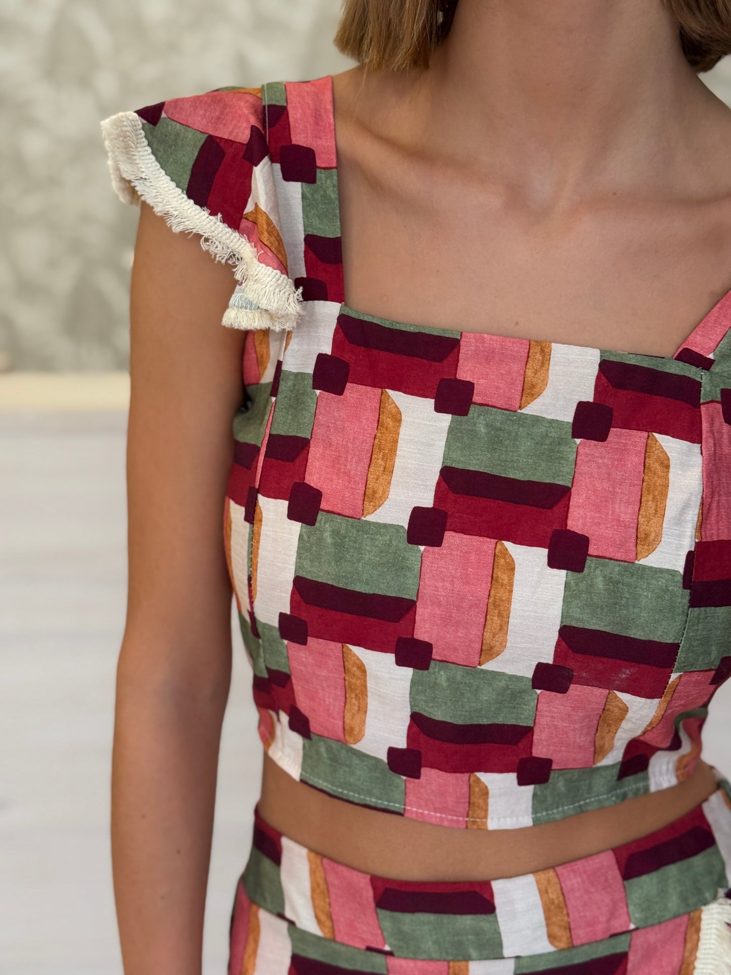 Total Look Flecos Estampado Granate
