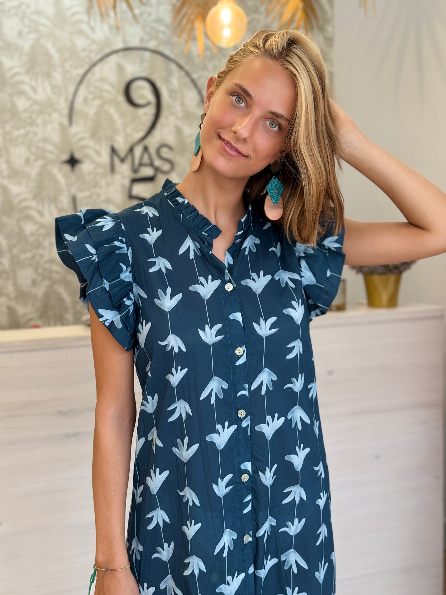 Vestido Mallorca Huella Azul Marino