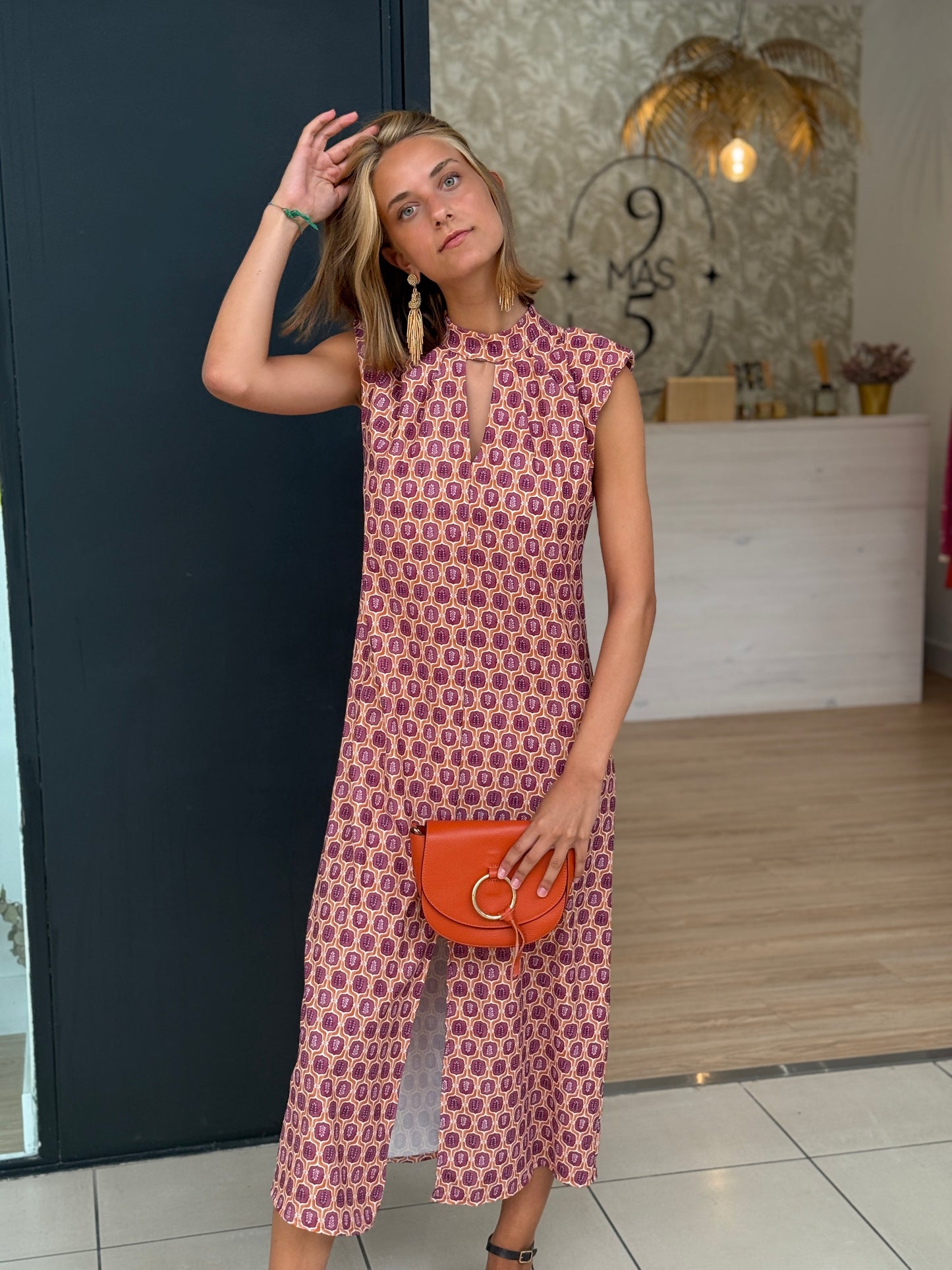 Vestido Java Uva y Naranja