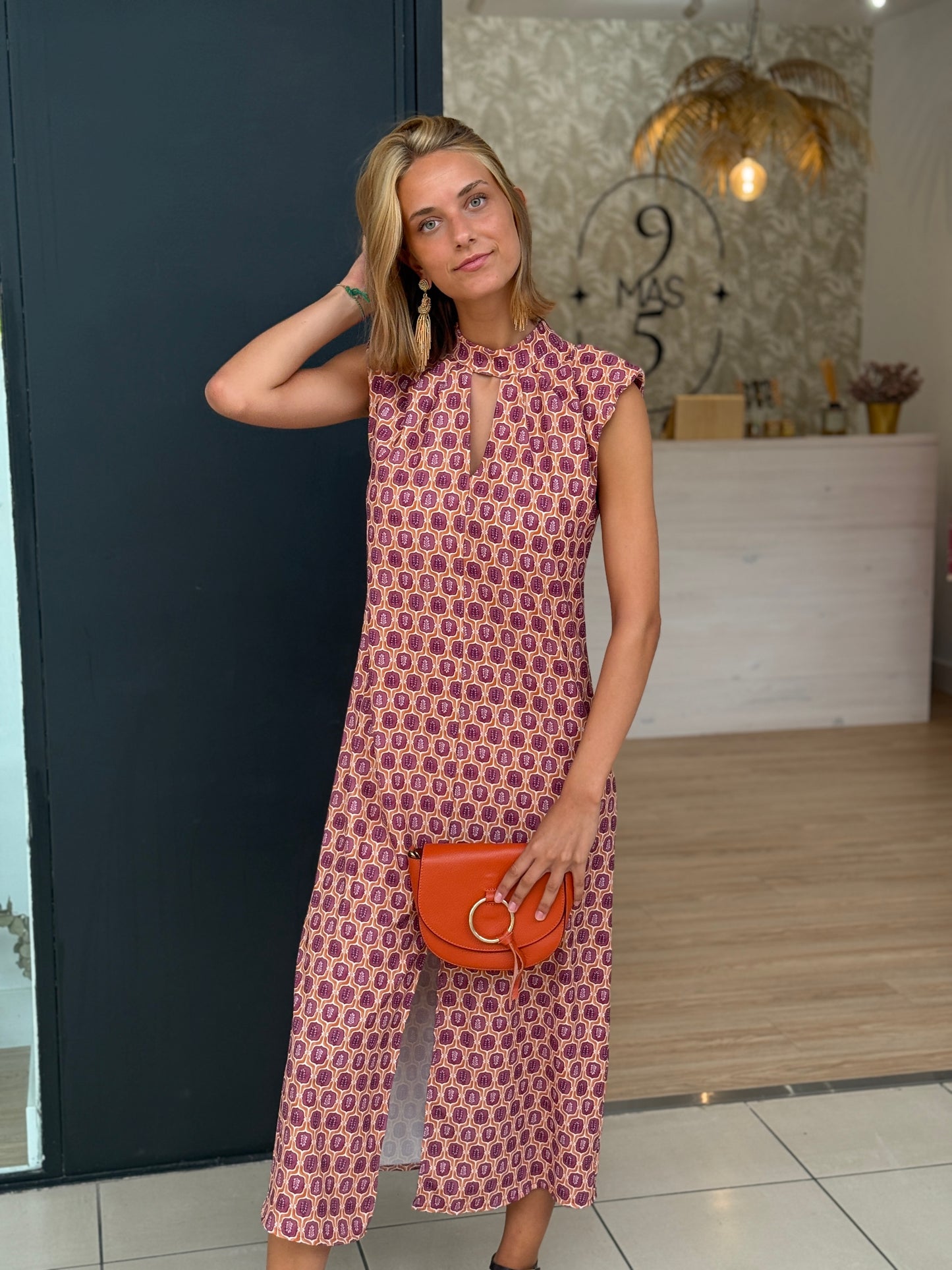 Vestido Java Uva y Naranja