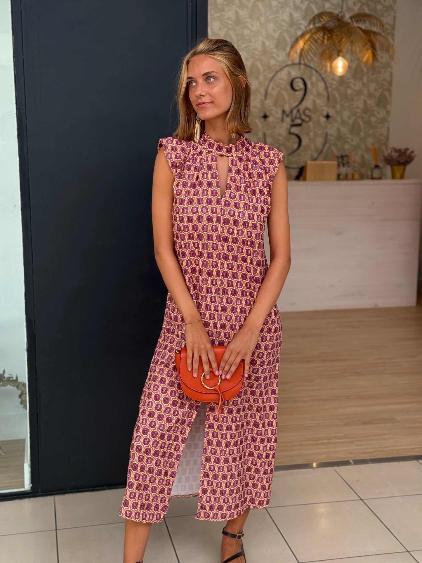 Vestido Java Uva y Naranja