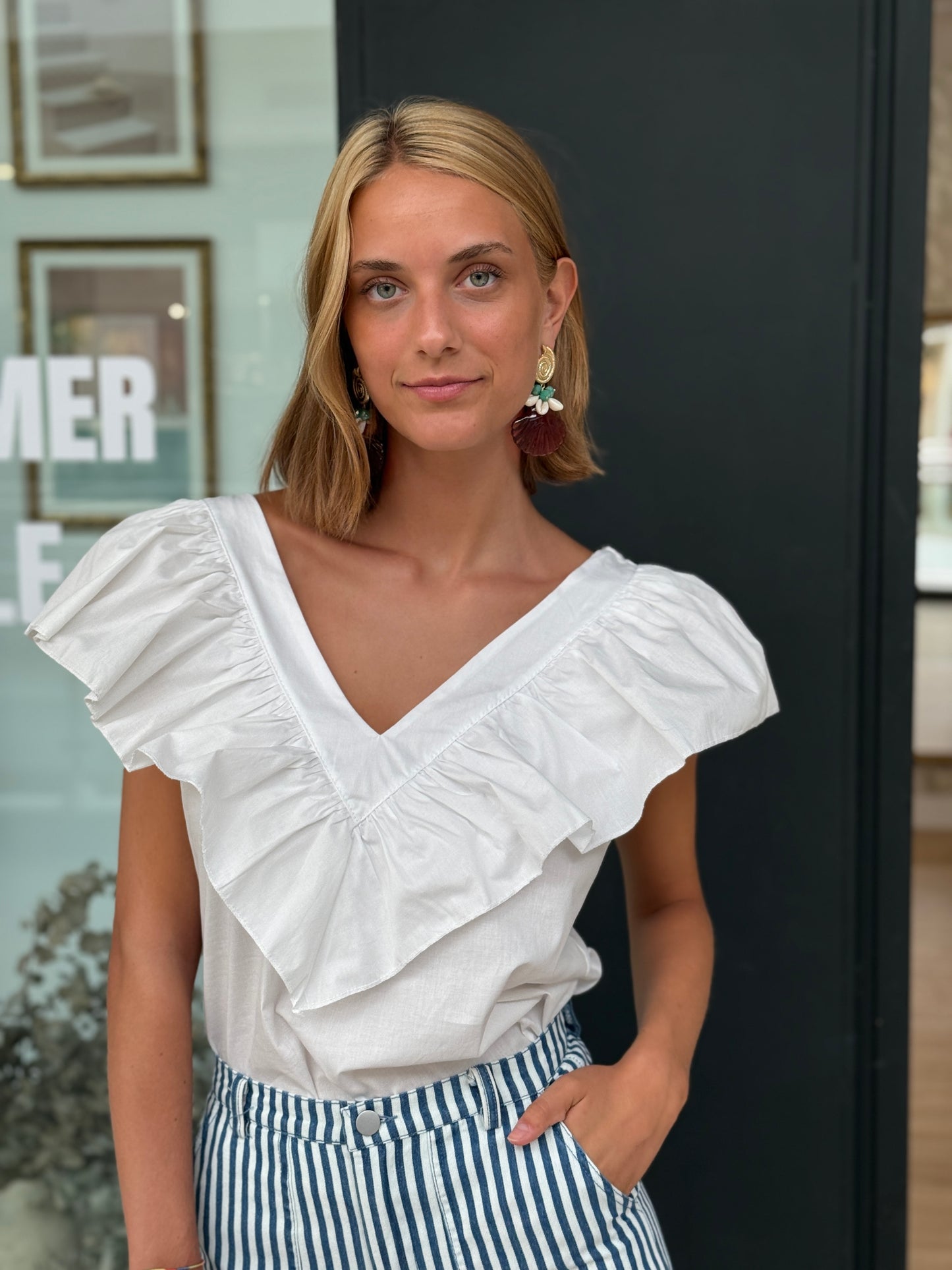 Camisa Volante Maxi Blanca