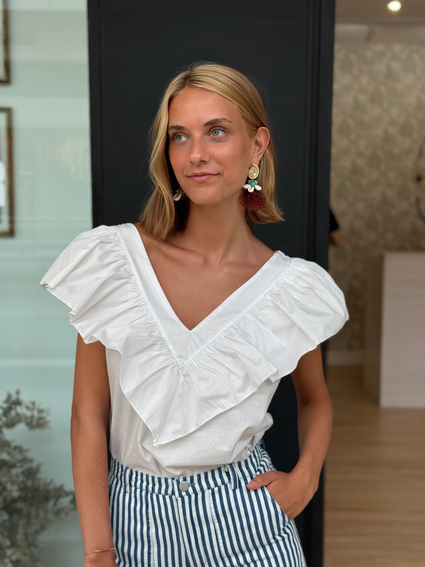 Camisa Volante Maxi Blanca