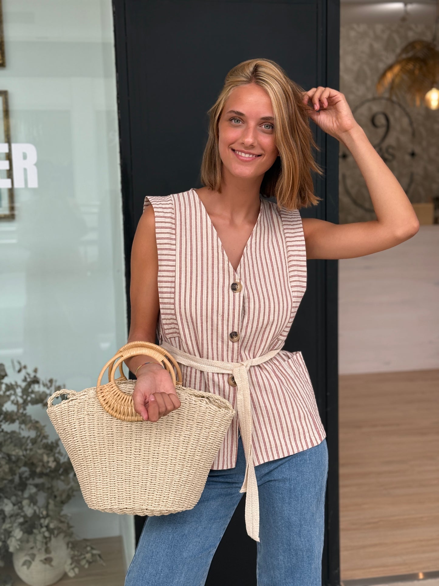 9MÁS5 Green and Rustic Beige Vest