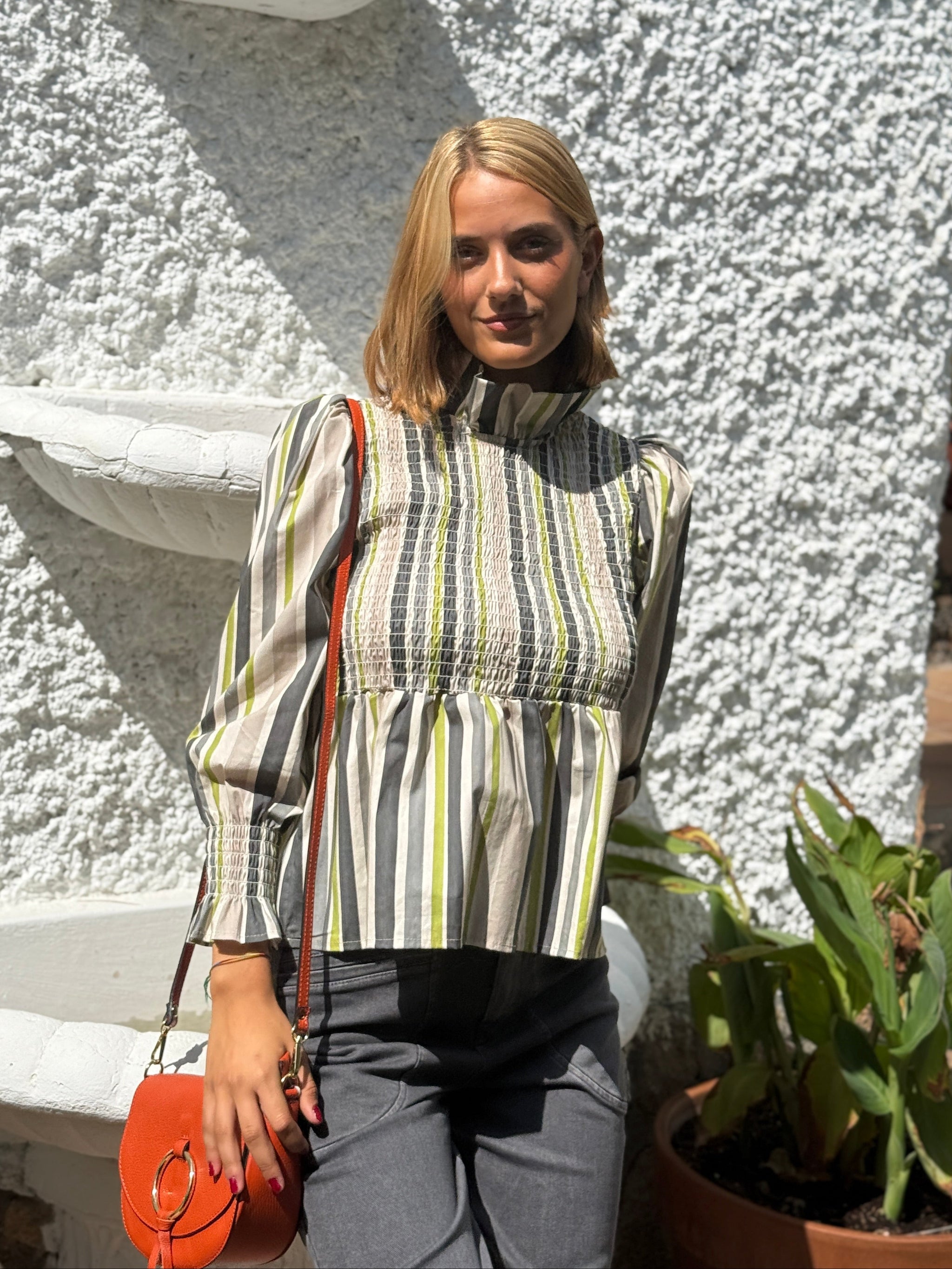 Camisa Amber Gris y Verde