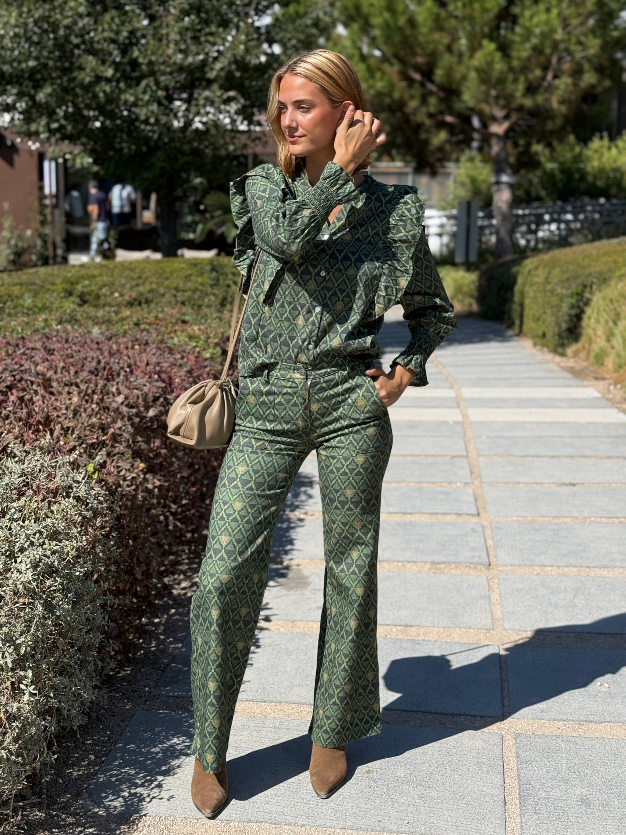 Pantalón Bloom Verde y Gris