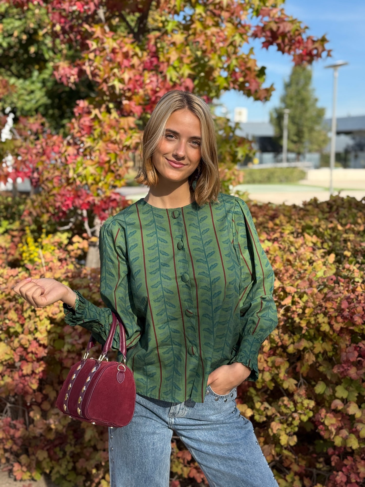 Camisa Nayla Verde y Azul