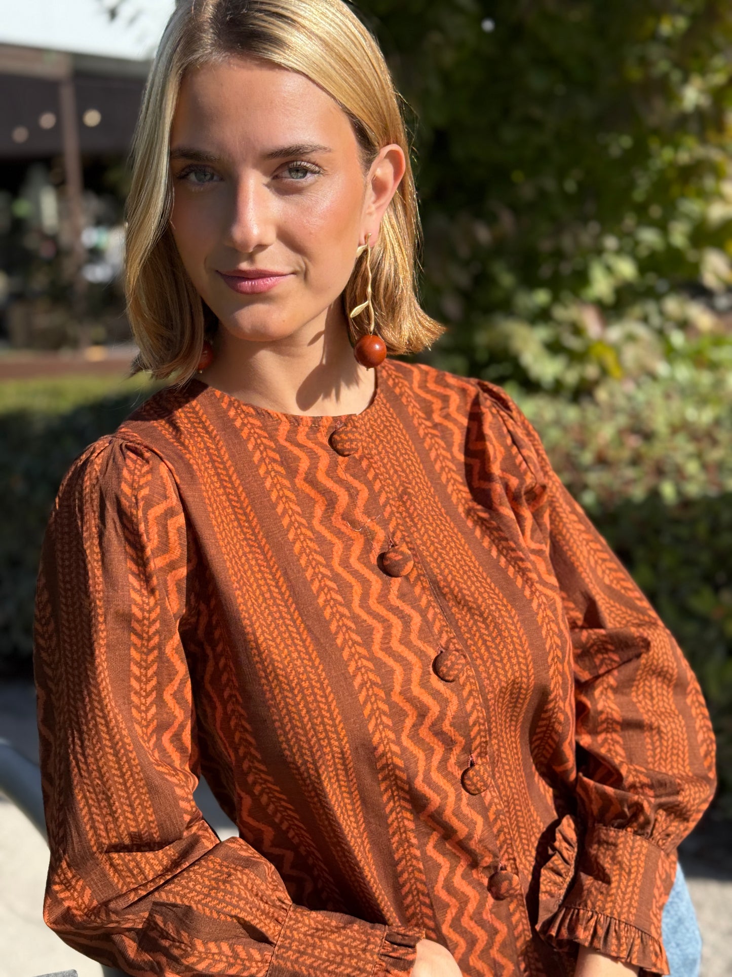 Camisa Nayla Marrón y Naranja