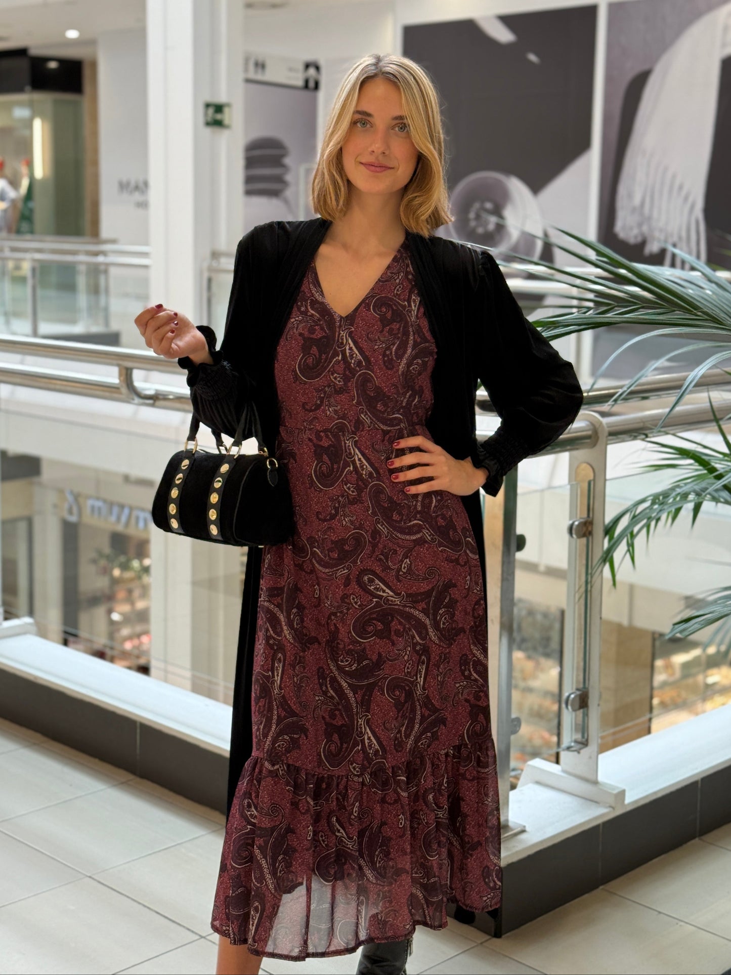 Vestido Estampado Vino