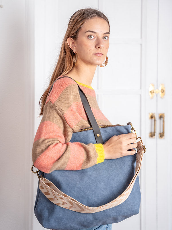 Washed Blue Magnolia Bag