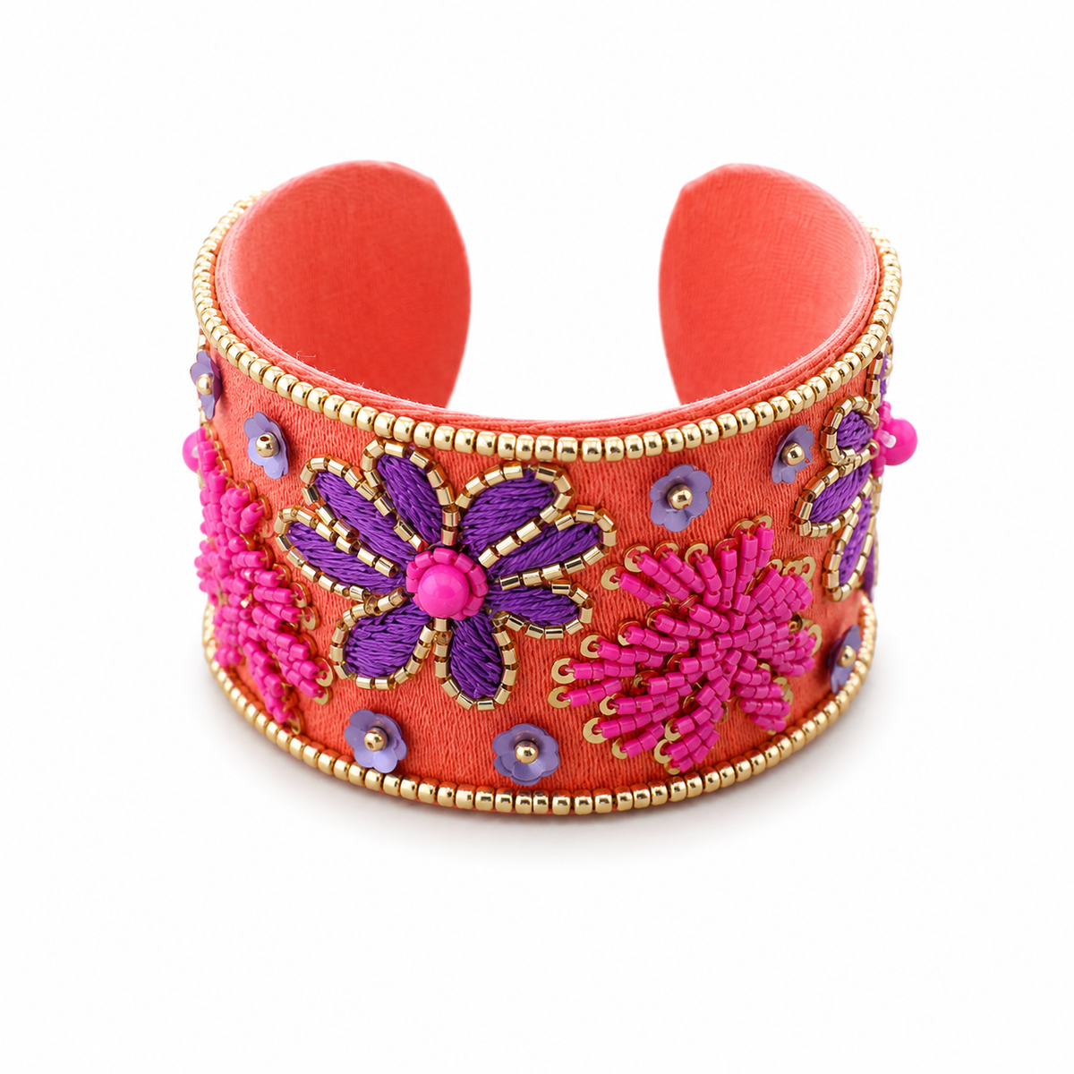 Brazalete Abalorios Flor Coral