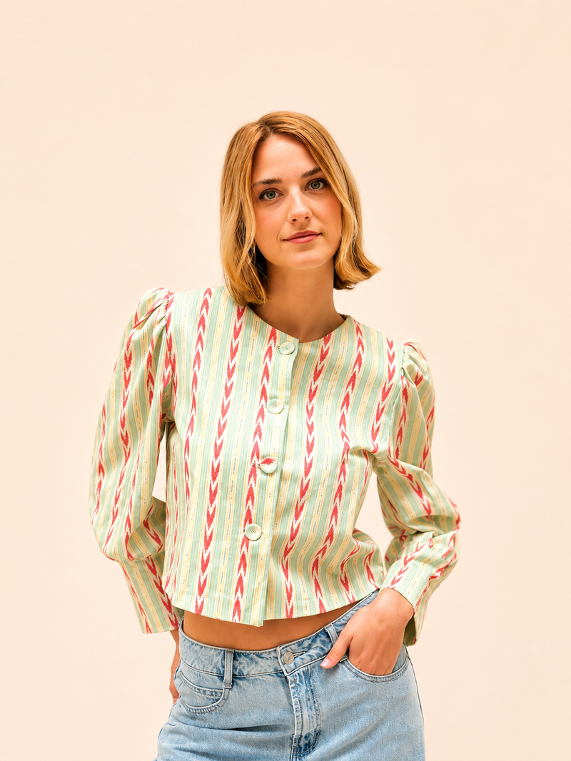 Chaqueta Cannes Verde y Fresa
