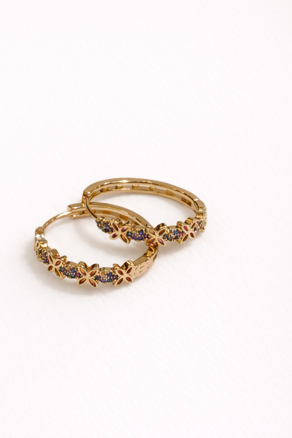 Pendientes Aros Flores Multicolor