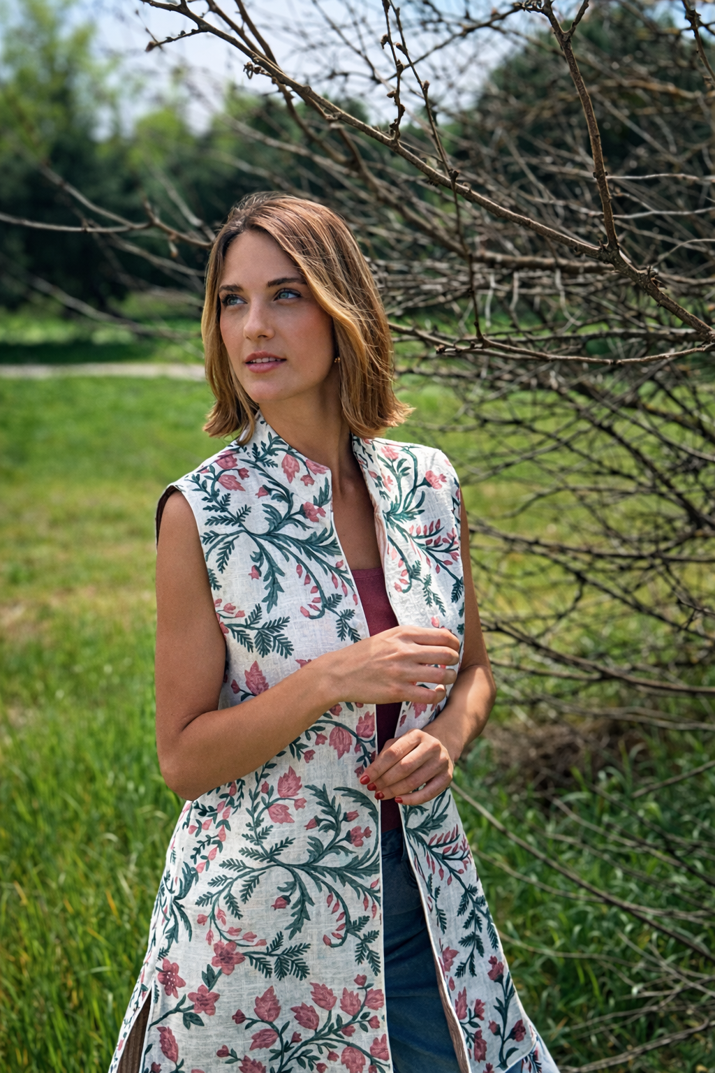 9MÁS5 Green and Rustic Beige Vest