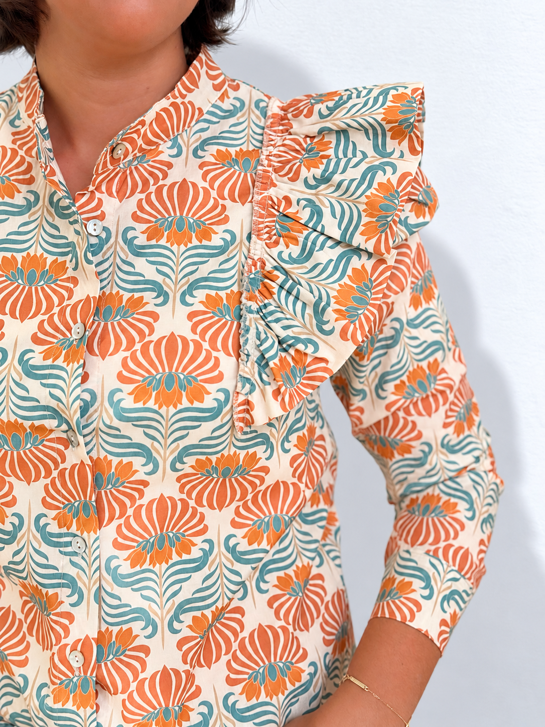Camisa Odette Verde y Naranja