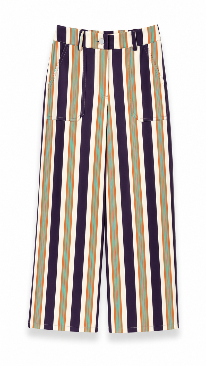 Pantalón Simone Rayas Morado y Naranja