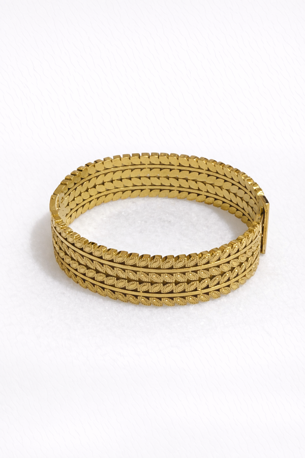 Brazalete Doble Hoja Dorado