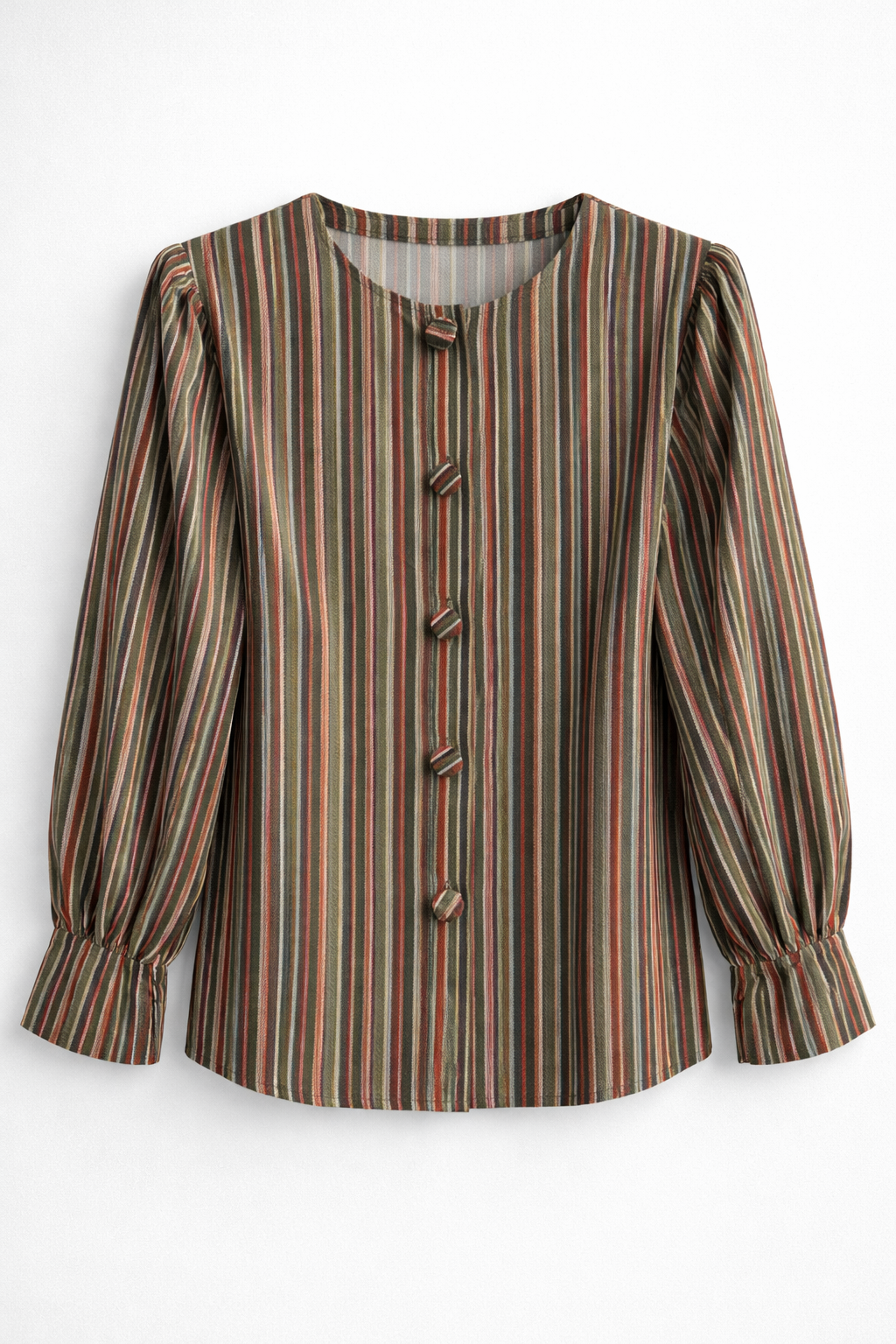 Camisa Nayla Rayas Verde y Burdeos