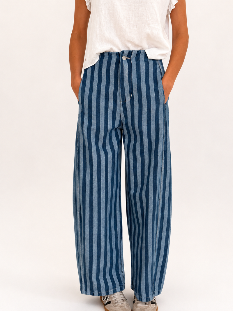 Pantalón Baloon Rayas Vaqueras Oscuras