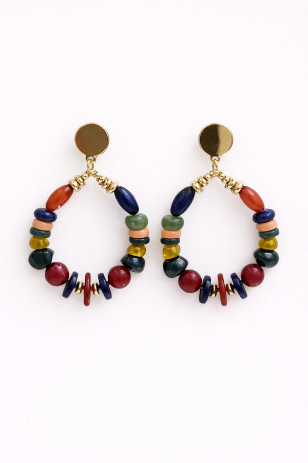 Pendientes Étnicos Piedras Multicolor