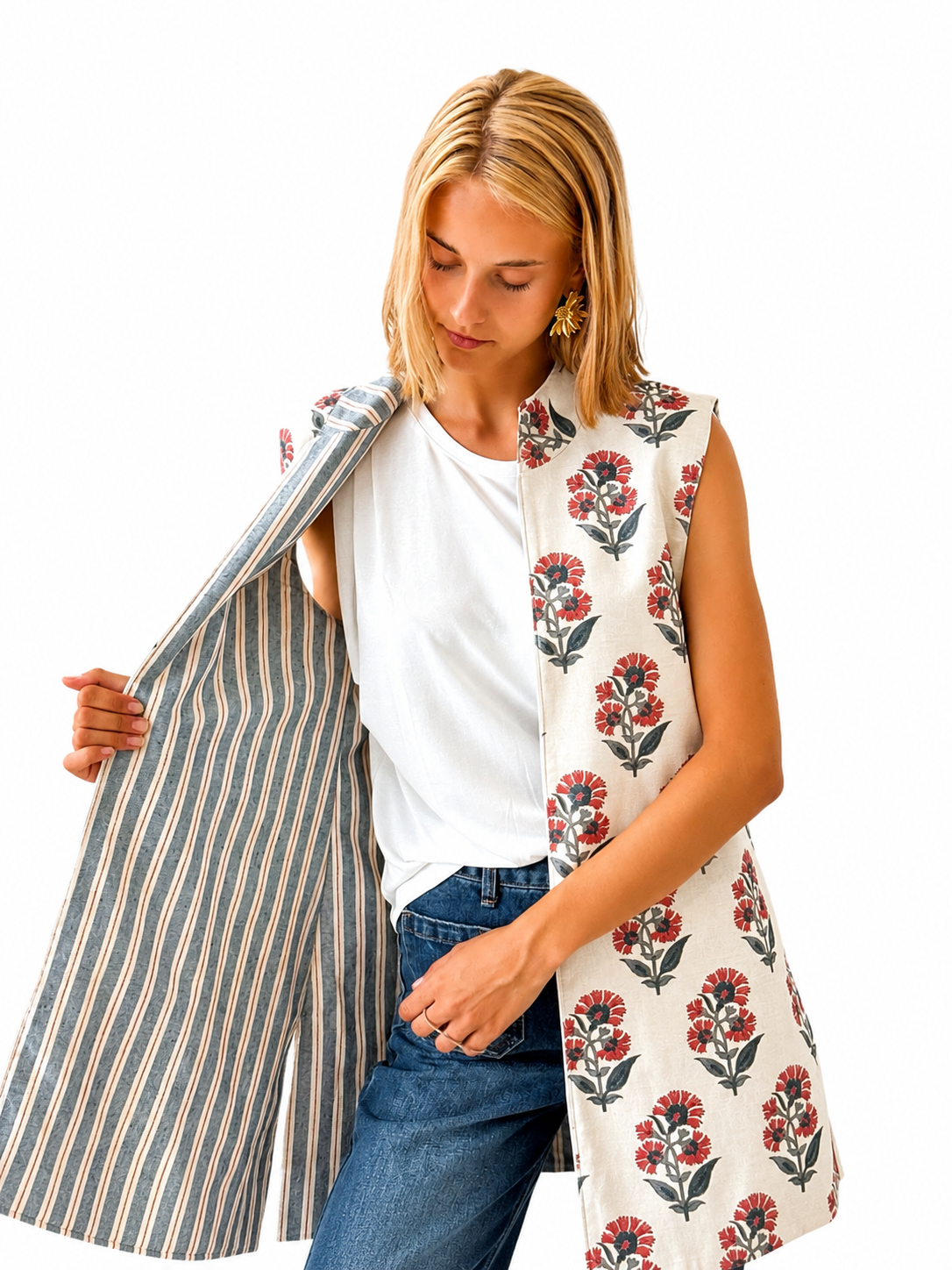 9MÁS5 Green and Rustic Beige Vest