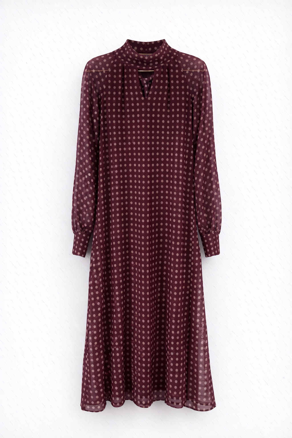 Vestido Tul Lunares Vino