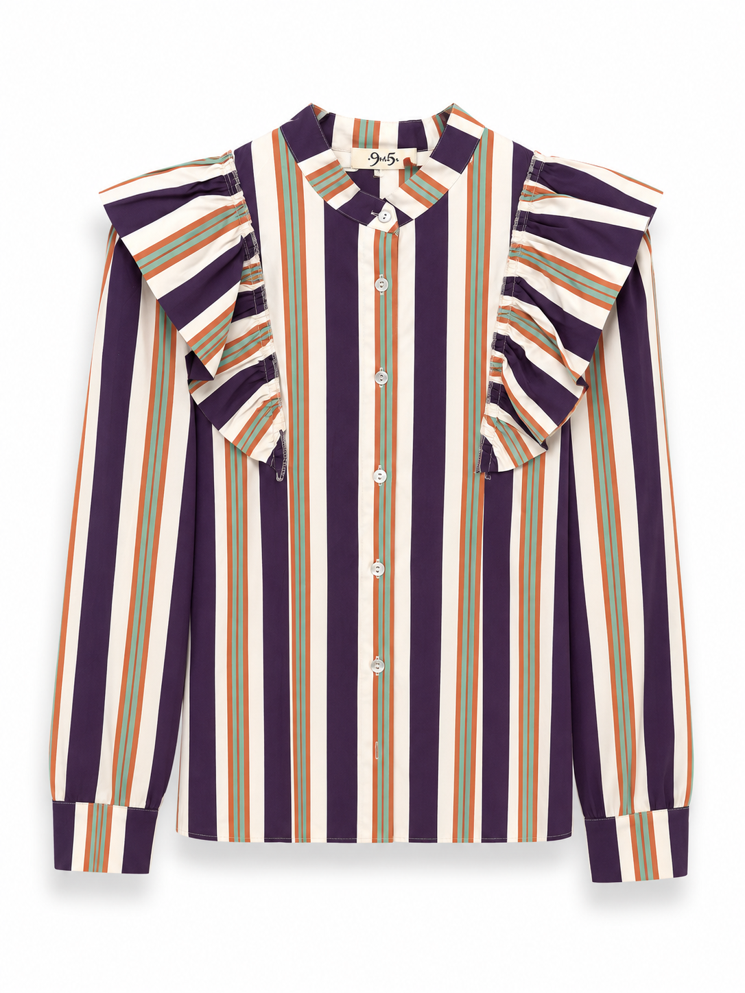 Camisa Odette Rayas Morado y Naranja