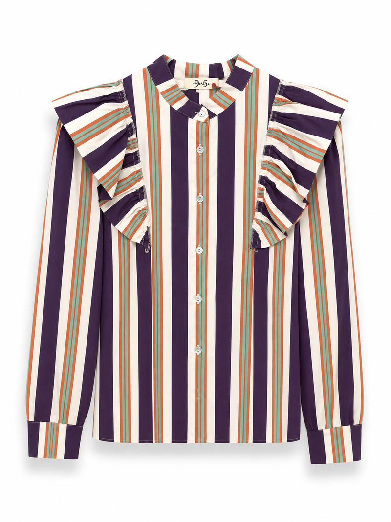 Camisa Odette Rayas Morado y Naranja