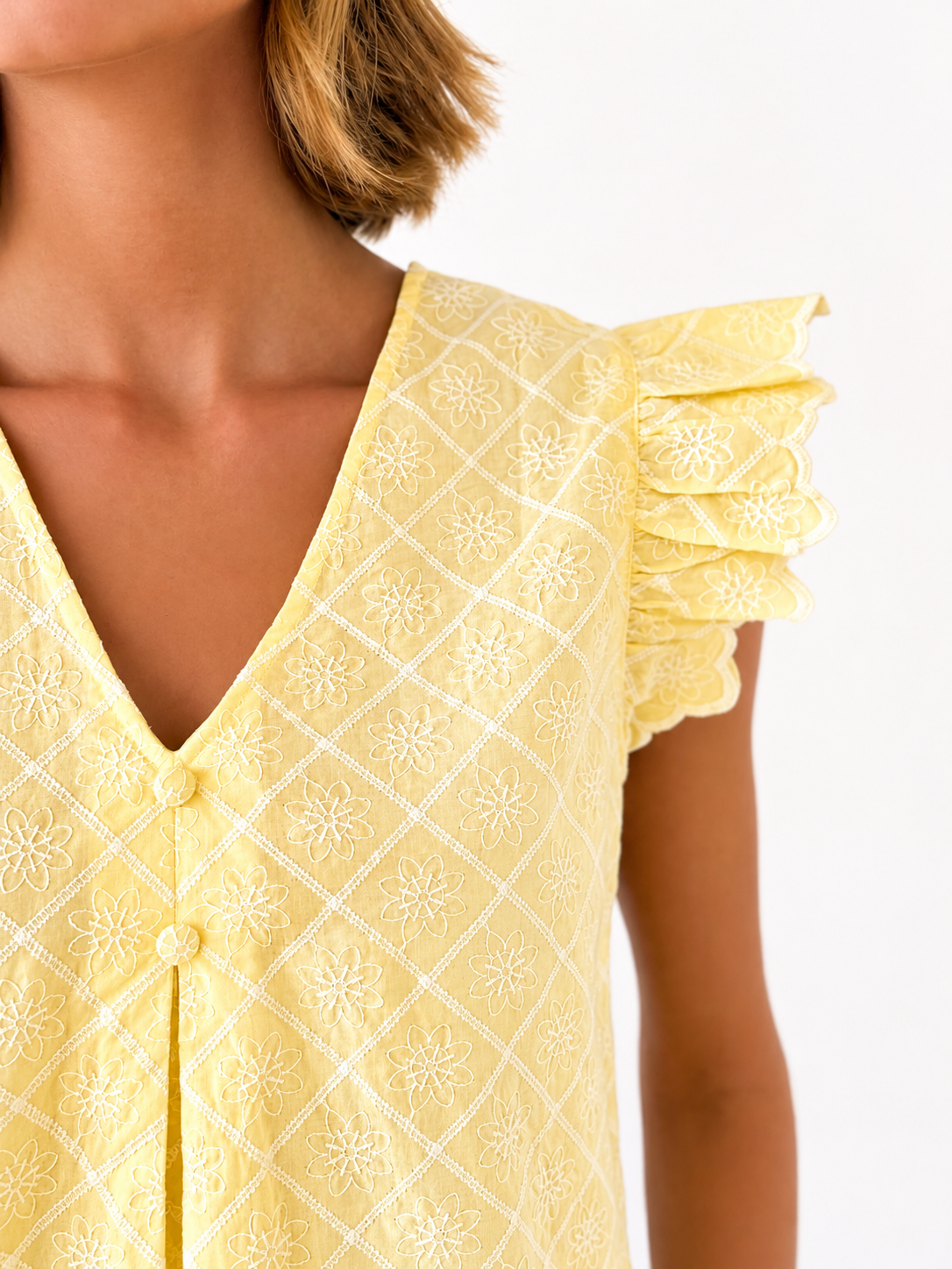 Camisa Amarilla Bordada Volantes