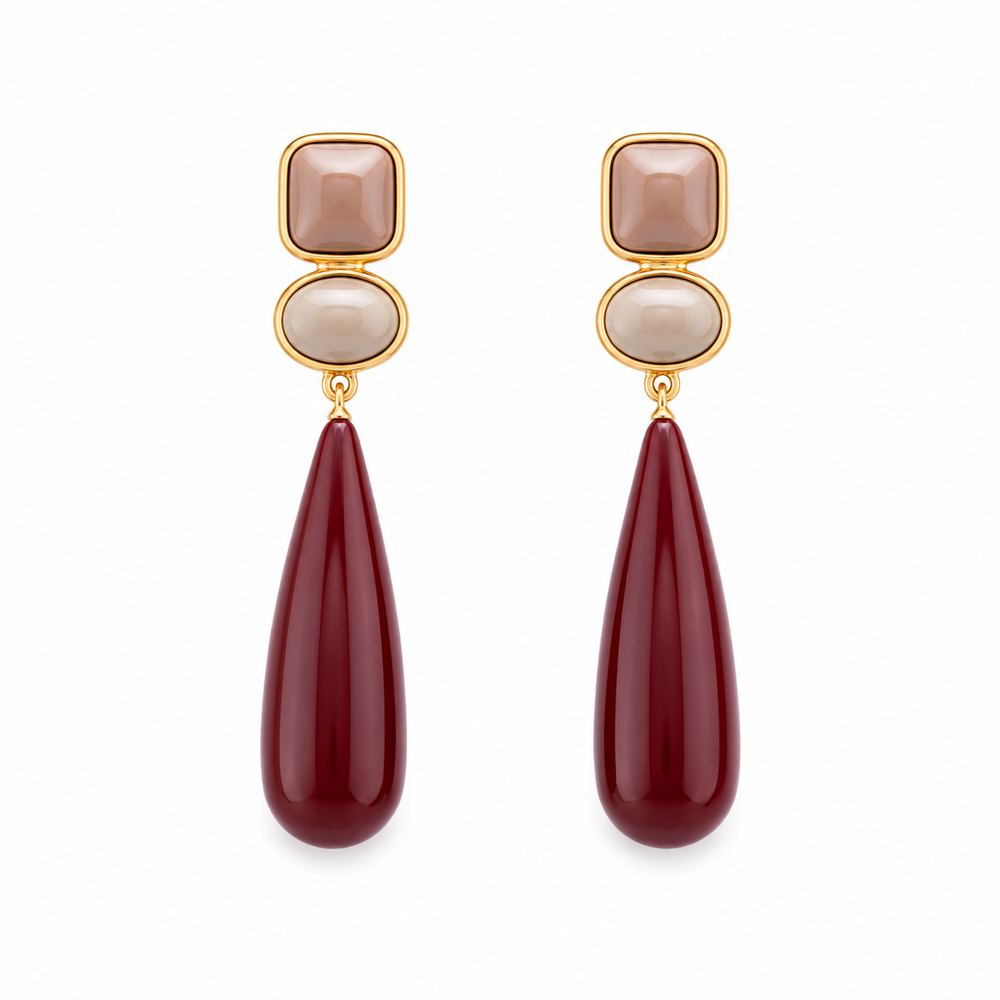 Pendientes Gota Burdeos