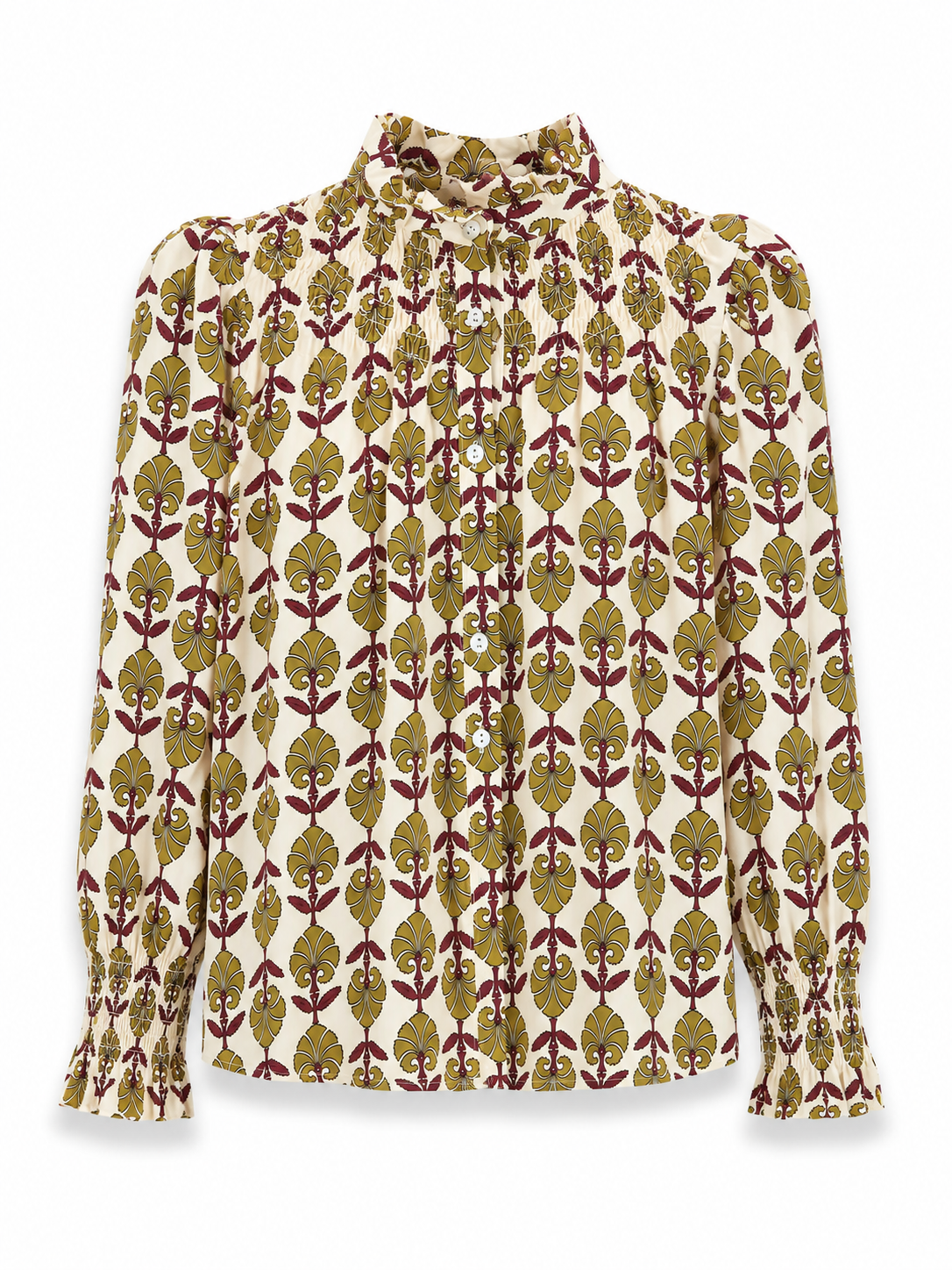 Camisa Gabrielle Mostaza y Burdeos