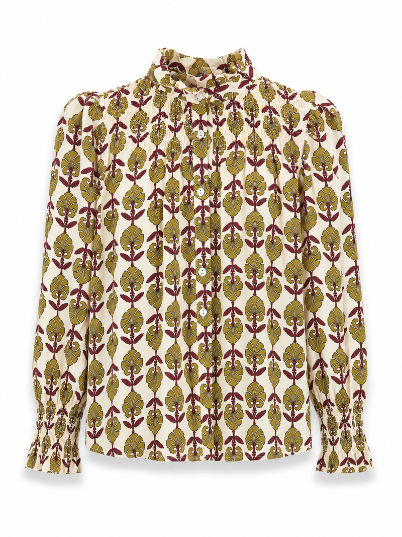 Camisa Gabrielle Mostaza y Burdeos