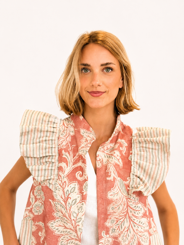9MÁS5 Green and Rustic Beige Vest
