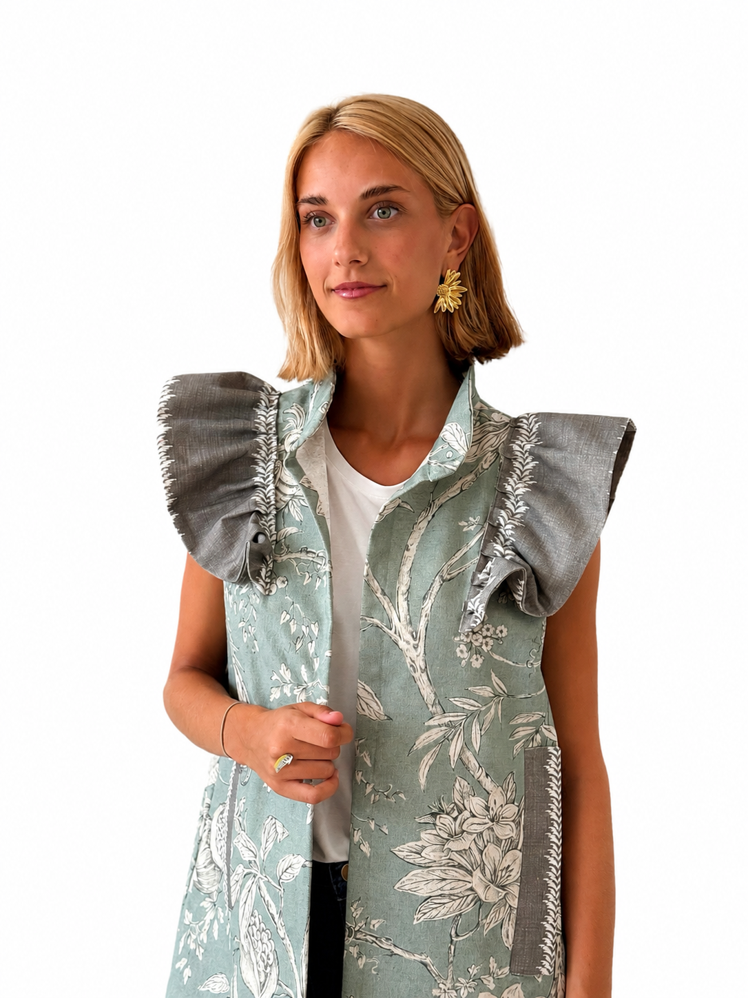 9MÁS5 Green and Rustic Beige Vest
