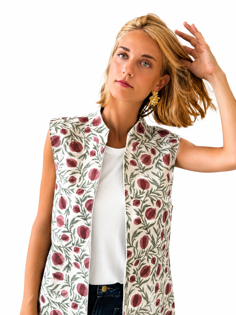 Chaleco Ginebra Reversible Granadas Rosa y Verde