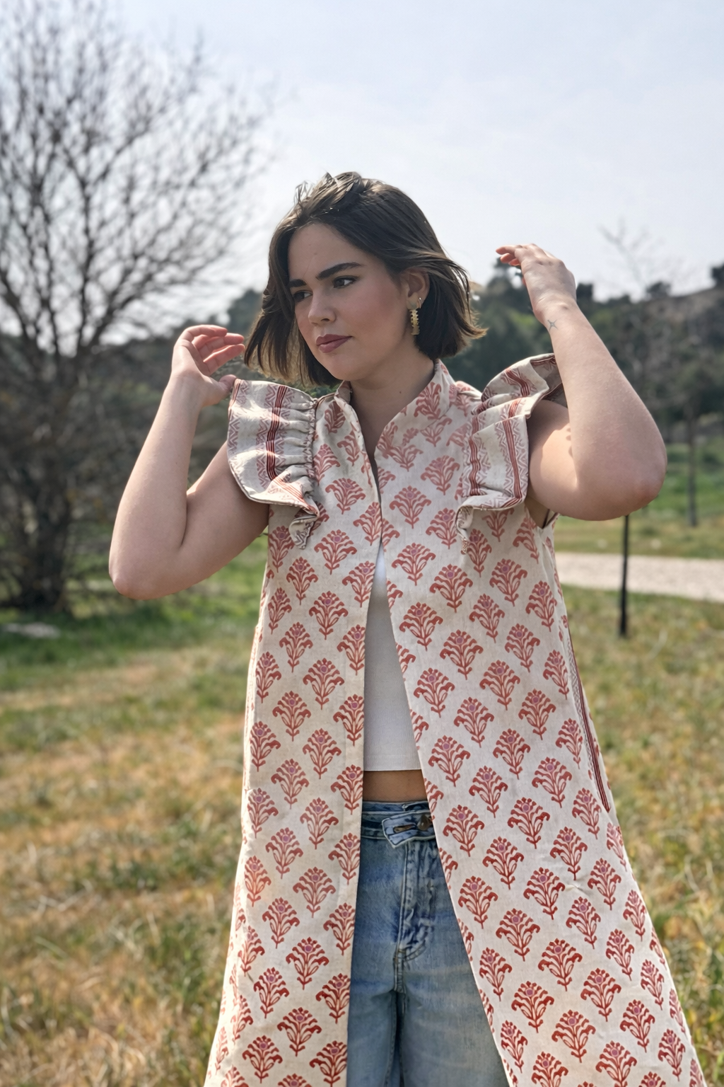 9MÁS5 Green and Rustic Beige Vest