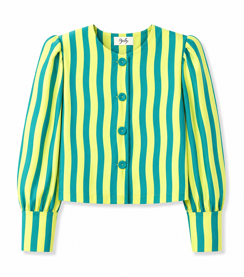 Chaqueta Cannes Rayas Azul y Amarillo Flúor