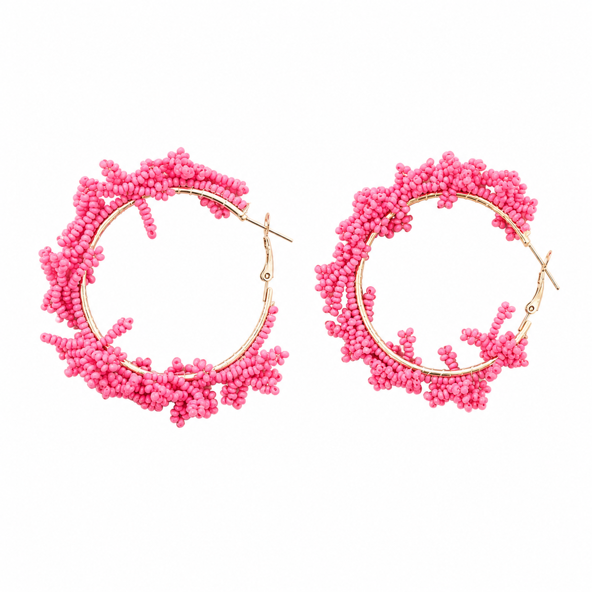 Pendientes Aros Abalorios Rosa