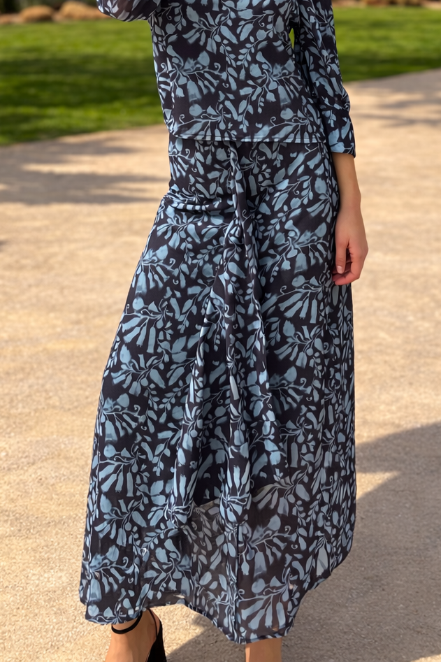 Falda Gasa Estampado Azul