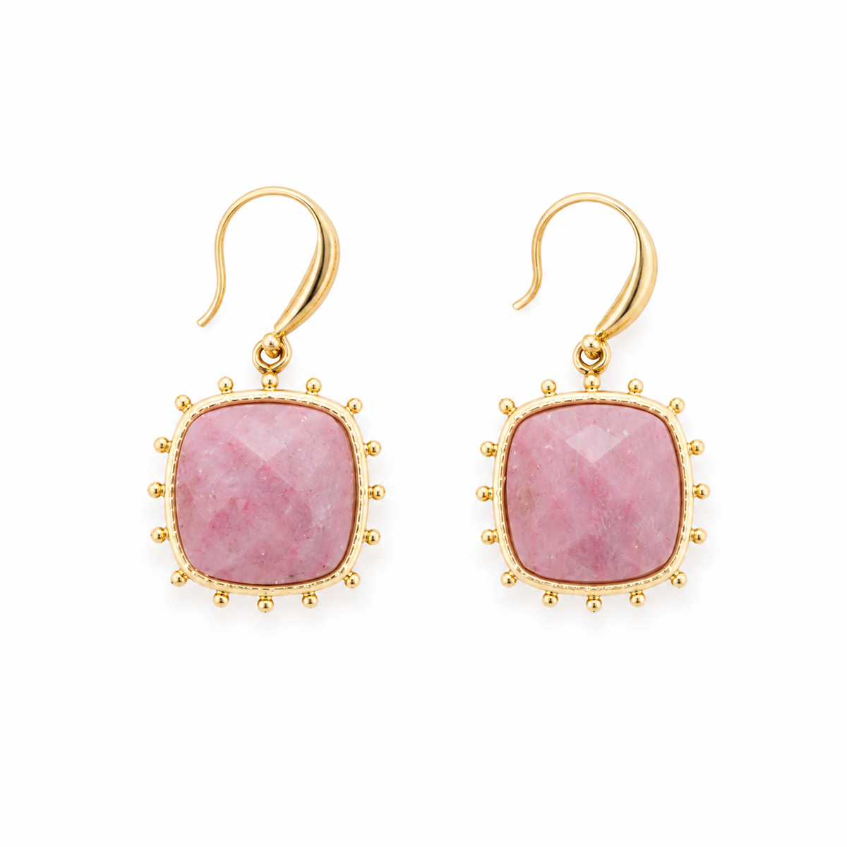 Pendientes Piedra Cuadrada Rosa