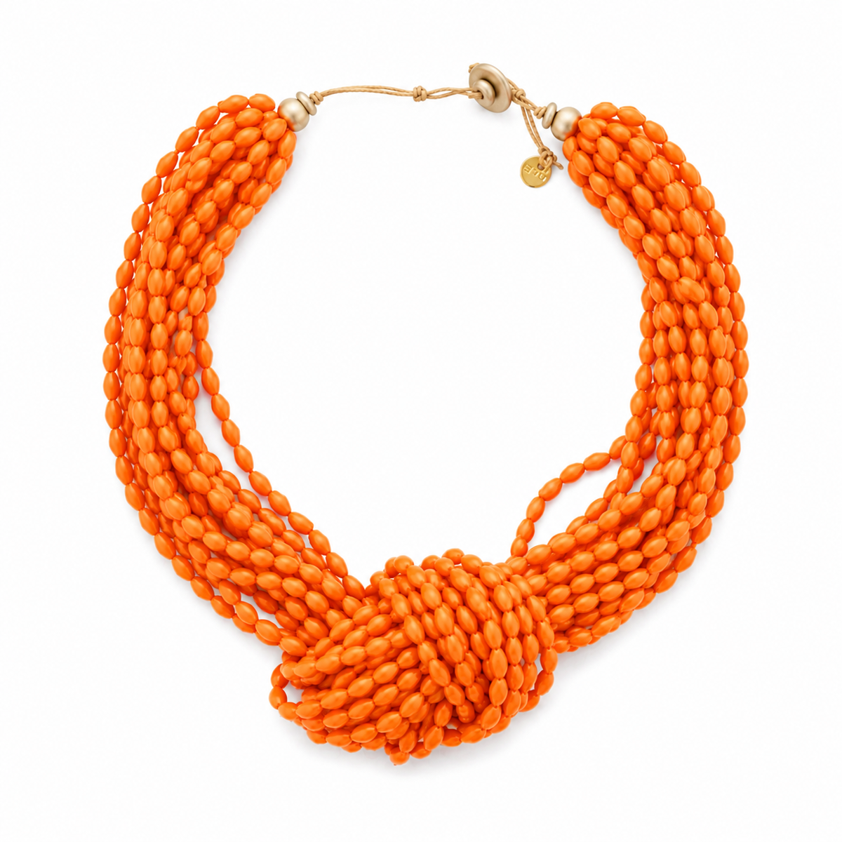 Collar Nudo Cuentas Resina Naranja