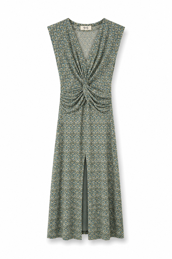 Vestido Seda Fría Nudo Verde