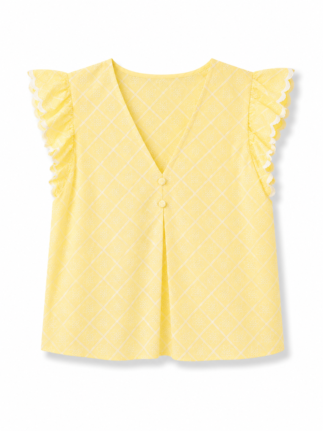 Camisa Amarilla Bordada Volantes