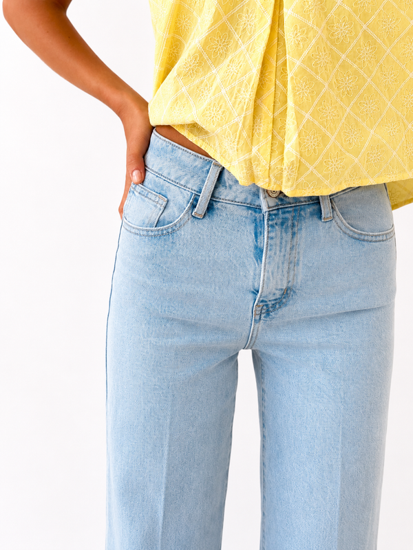 Pantalón Cropped Vaquero Claro